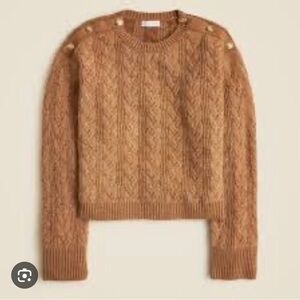 J.Crew Supersoft Button-Detail Cable-Knit Sweater – Pale Clay (Brown) – Size M